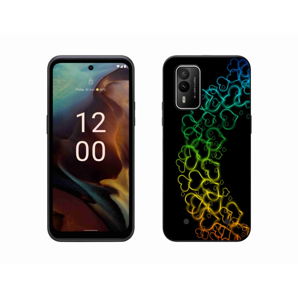 Gelový kryt mmCase na Nokia XR21 - barevná srdíčka