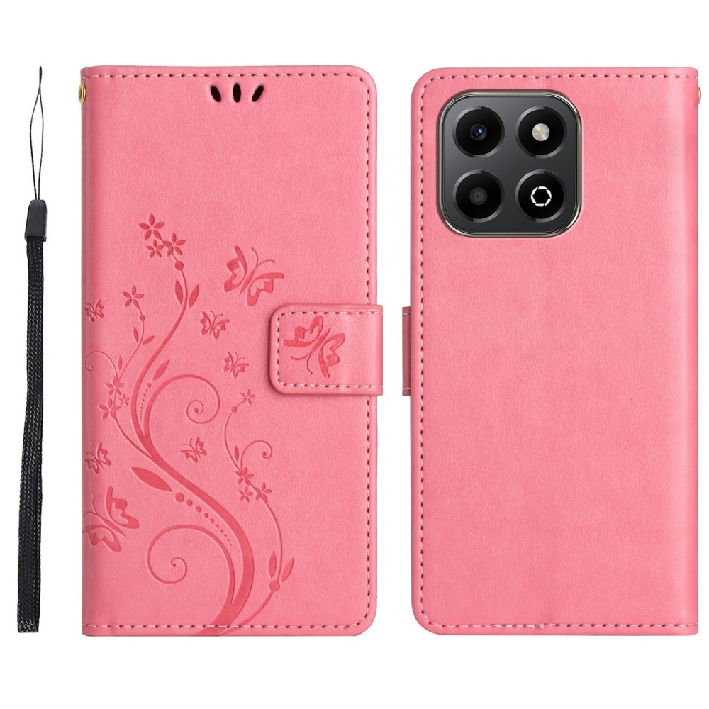 Flowers knížkové pouzdro na Honor 200 Smart 5G - růžové