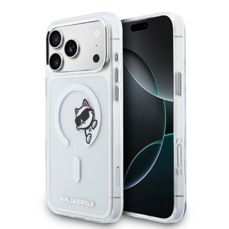 Karl Lagerfeld IML Choupette Peekaboo MagSafe Zadní Kryt pro iPhone 17 Pro Max Transparent