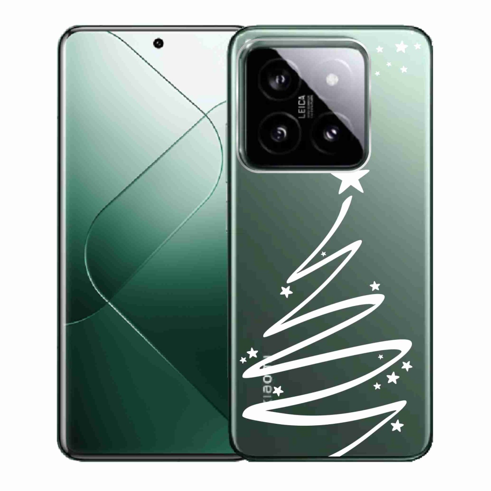 Gelový kryt mmCase na Xiaomi 14 - bílý stromeček na průhledném pozadí