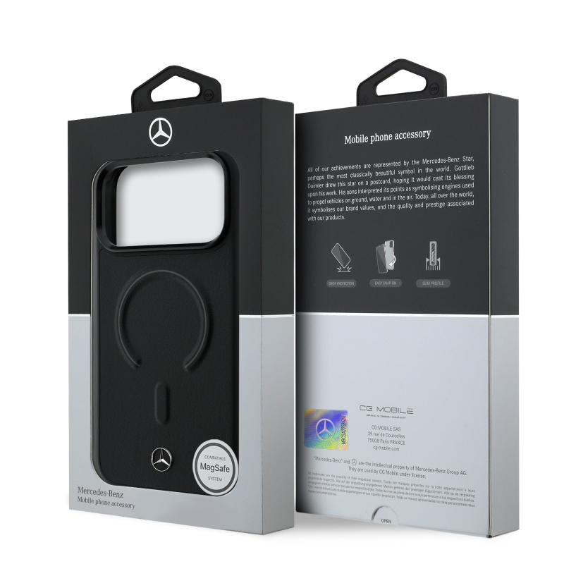 Mercedes PU Leather 3D MagSafe Zadní Kryt pro iPhone 17 Pro Black