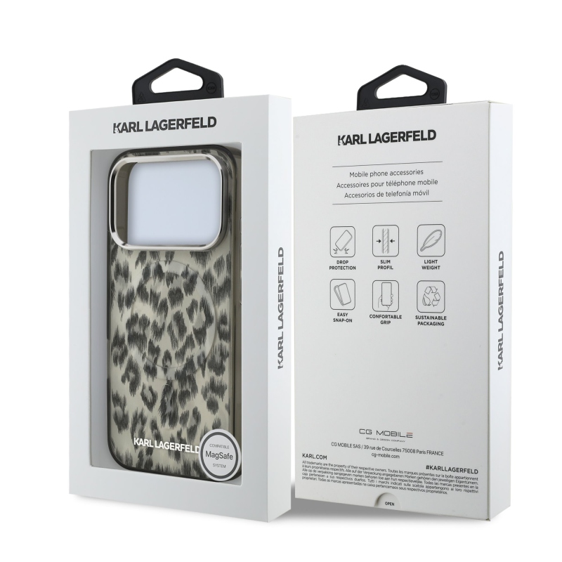 Karl Lagerfeld IML Leopard MagSafe Zadní Kryt pro iPhone 17 Pro Brown