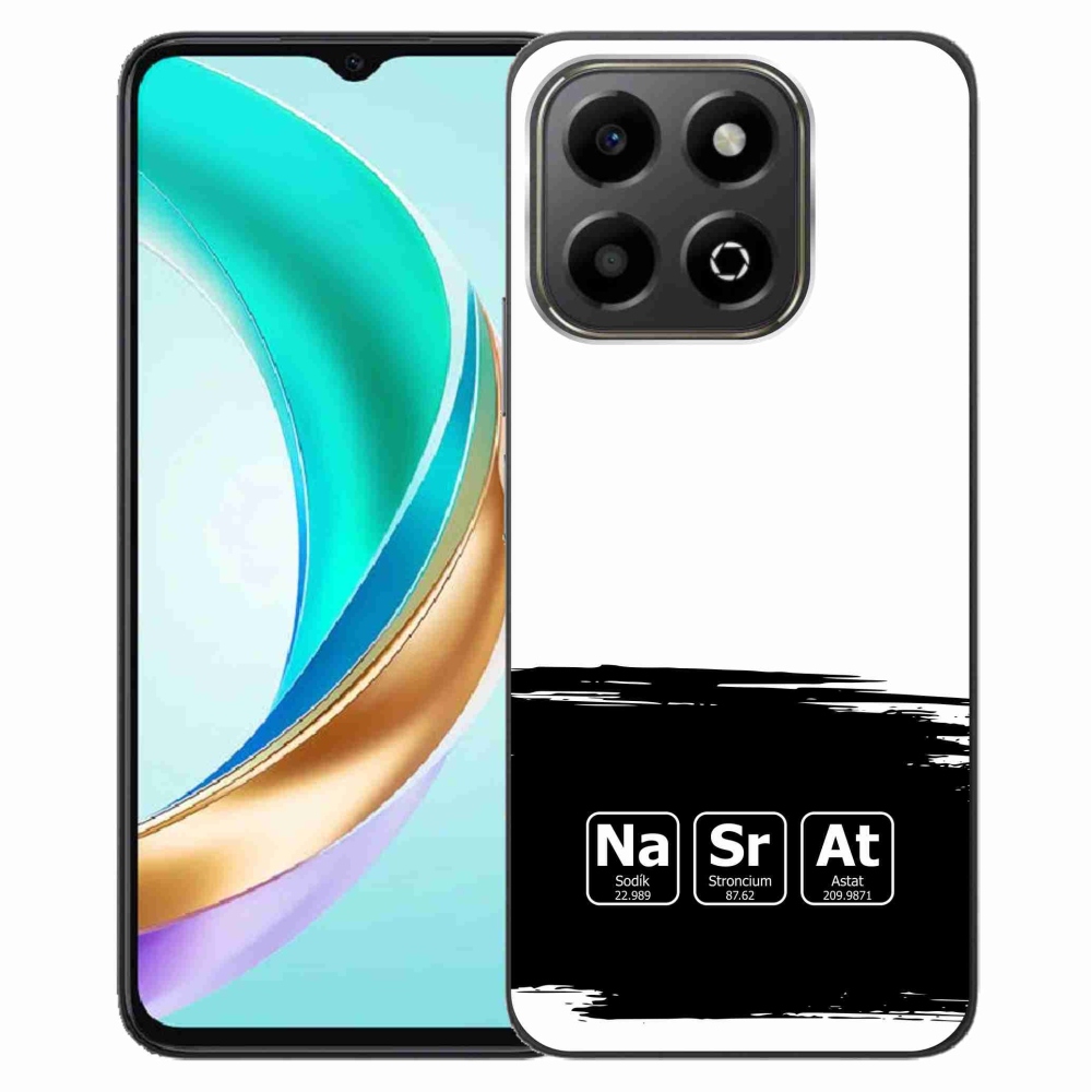 Gelový kryt mmCase na Honor X6b - chemické prvky černobílé pozadí