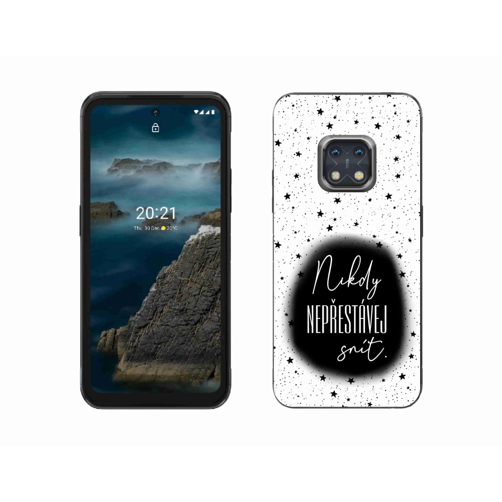 Gelový kryt mmCase na Nokia XR20 - citát 1 černobílé pozadí