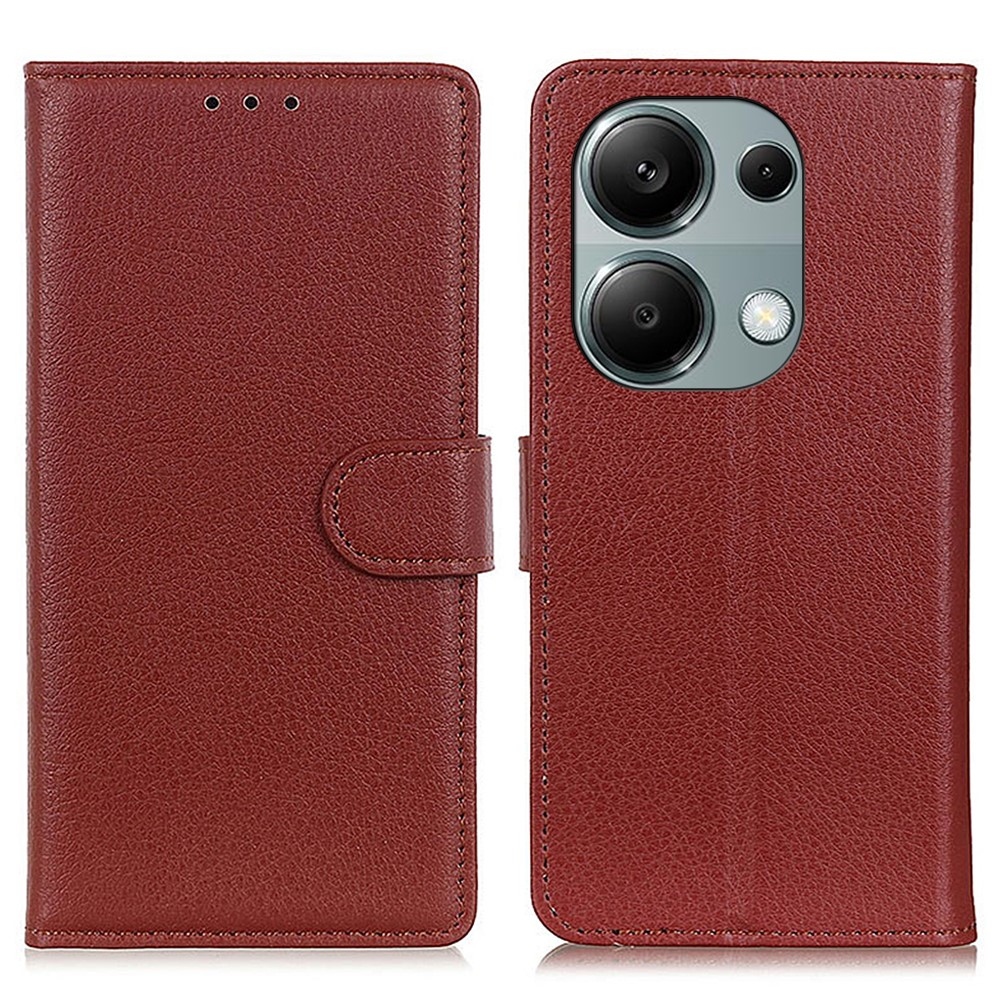 Litchie knížkové pouzdro na Xiaomi Redmi Note 13 - hnědé