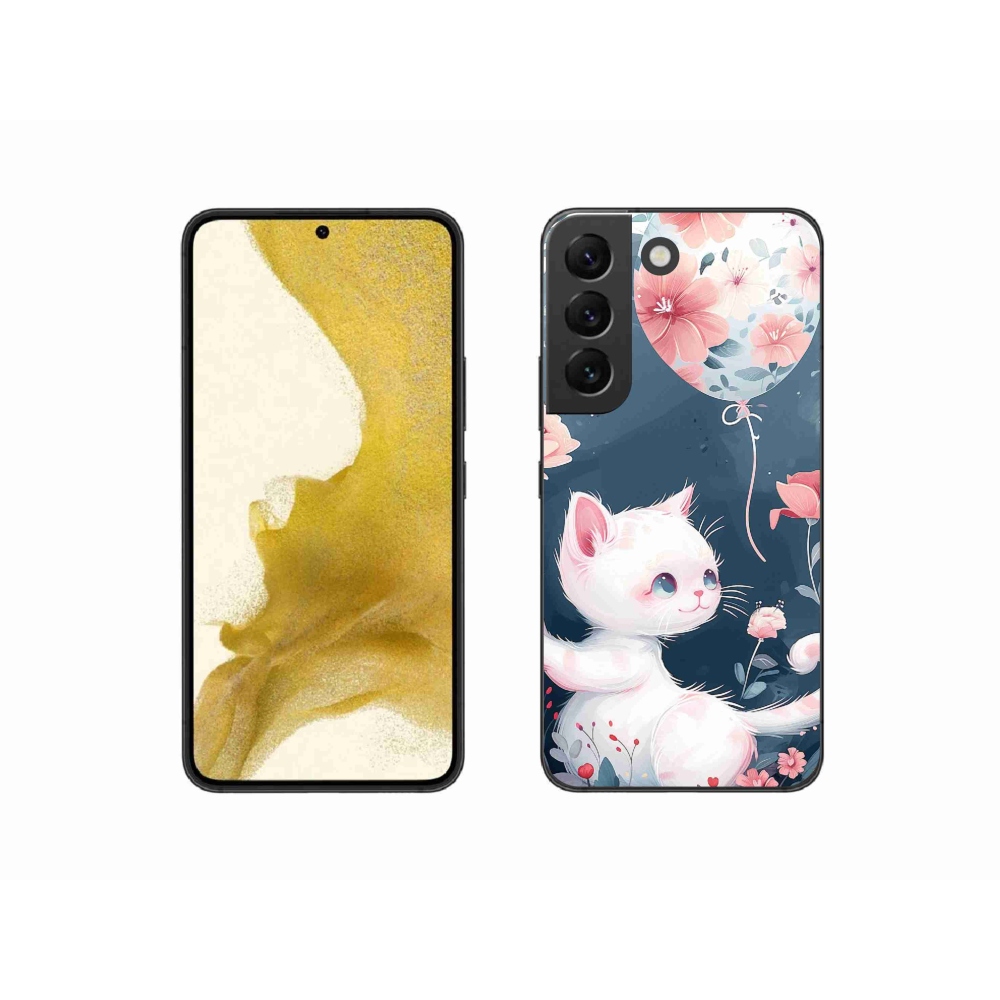 Gelový kryt mmCase na Samsung Galaxy S22 5G - kotě s balónkem
