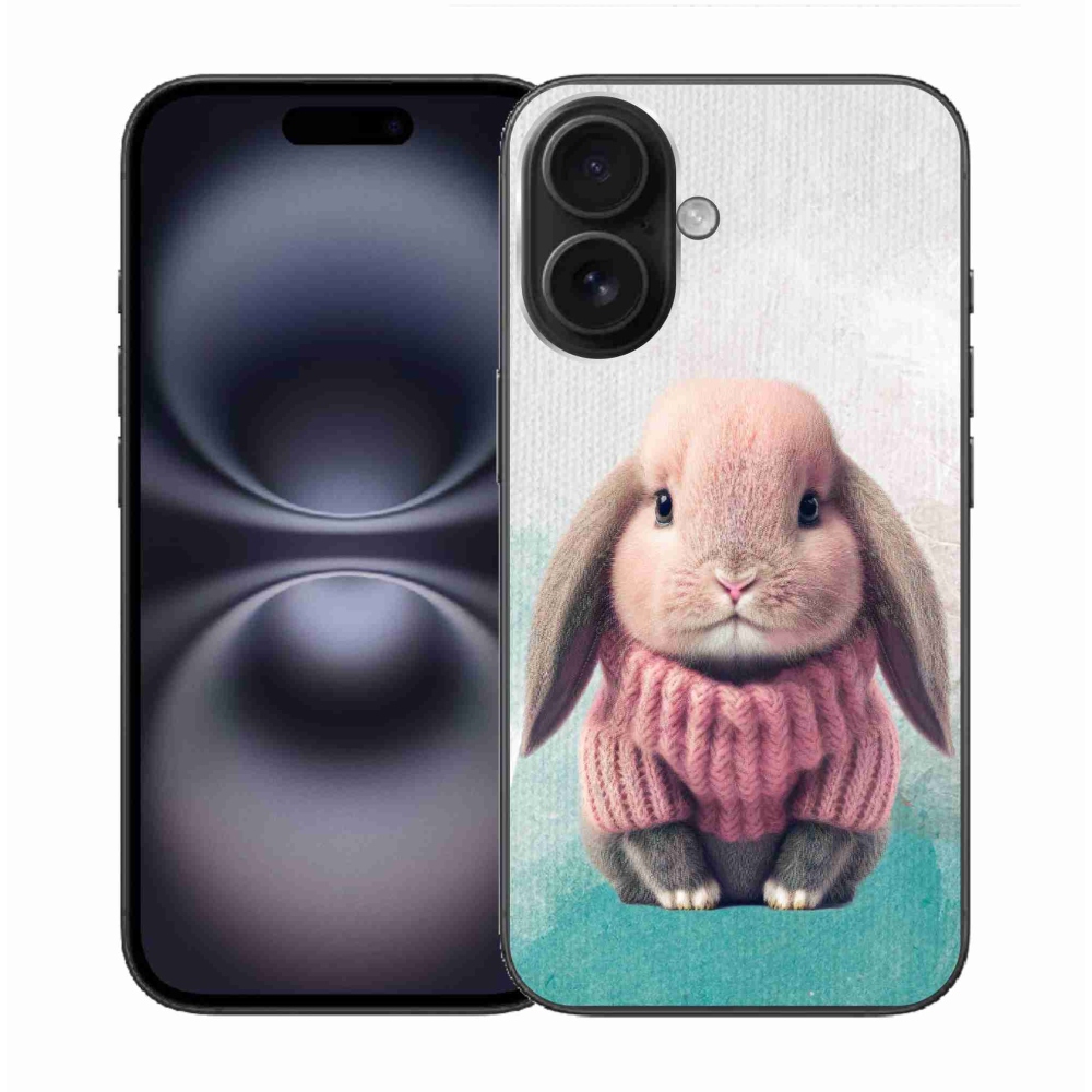 Gelový kryt mmCase na iPhone 16 - králíček ve svetru