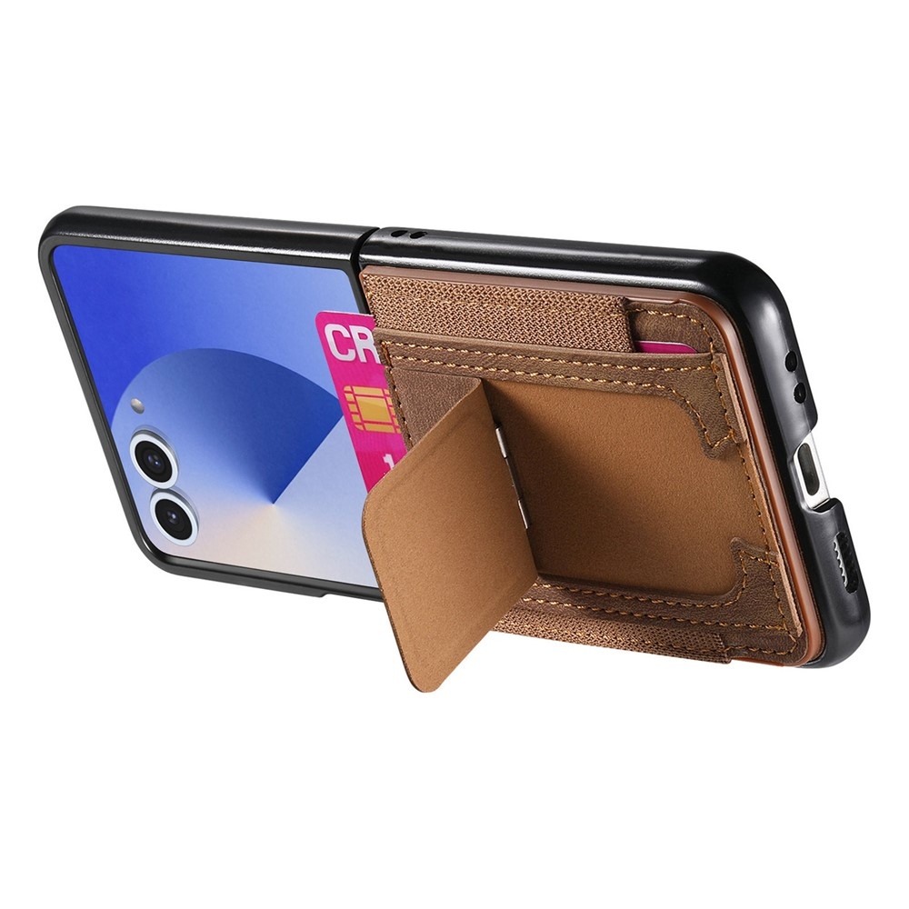 Luxurious plastový kryt s umělou kůží na Samsung Galaxy Z Flip7 5G - hnědý