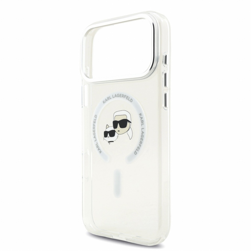 Karl Lagerfeld IML K&CH Heads Metal Frame MagSafe Zadní Kryt pro iPhone 18 Pro Max White