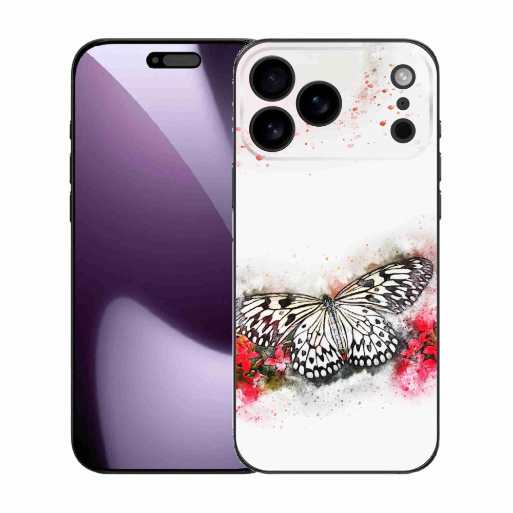 Gelový kryt mmCase na iPhone 17 Pro Max - černobílý motýl