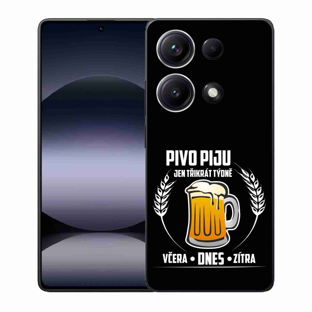 Gelový kryt mmCase na Xiaomi Redmi Note 14S - pivní motiv černé pozadí