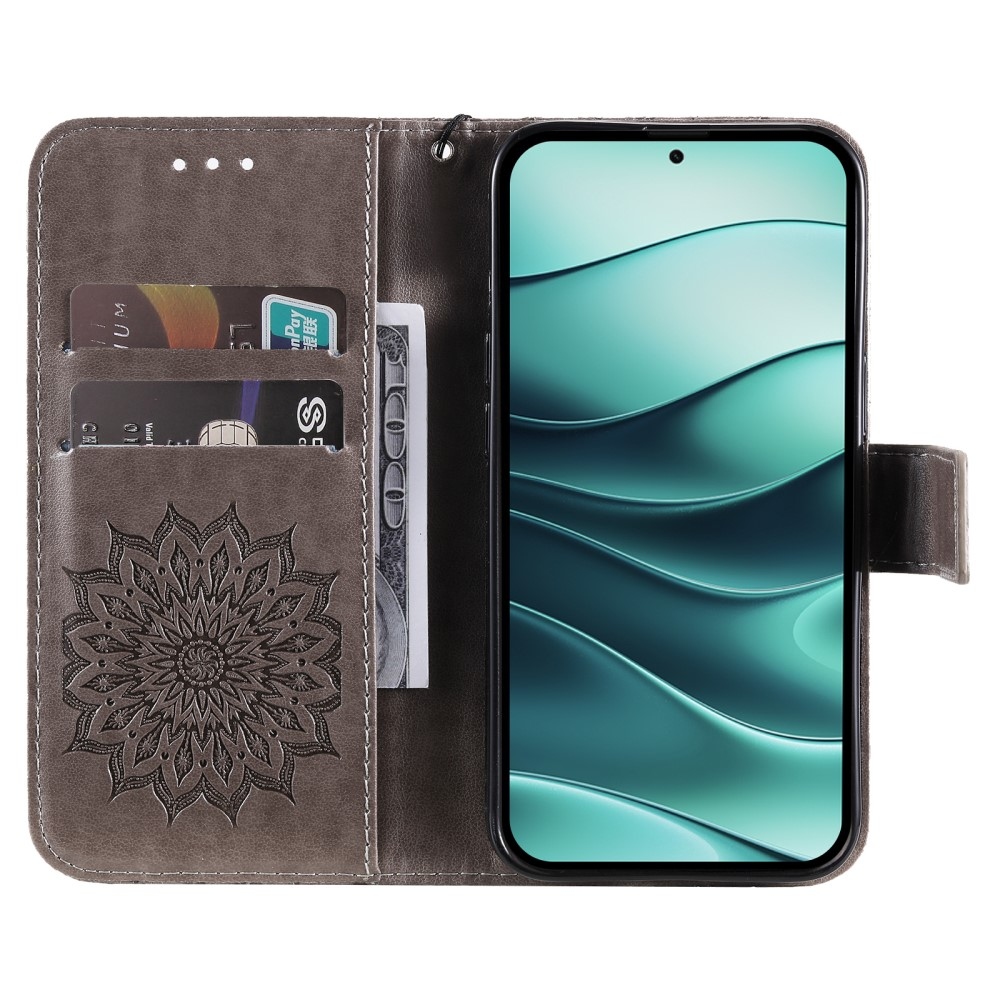 Sunflower knížkové pouzdro na Xiaomi Redmi Note 14 5G - šedé