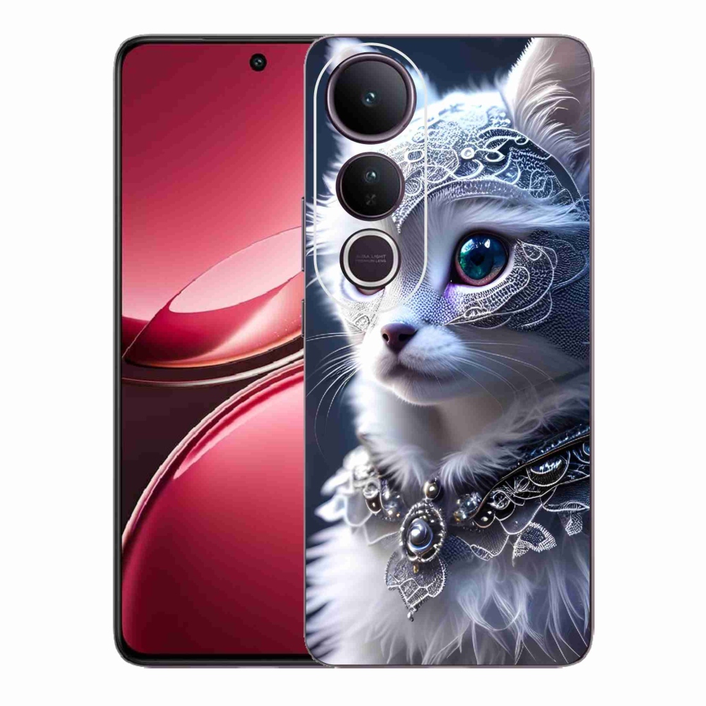 Gelový kryt mmCase na Vivo V50 Lite 4G/5G - bílá kočka