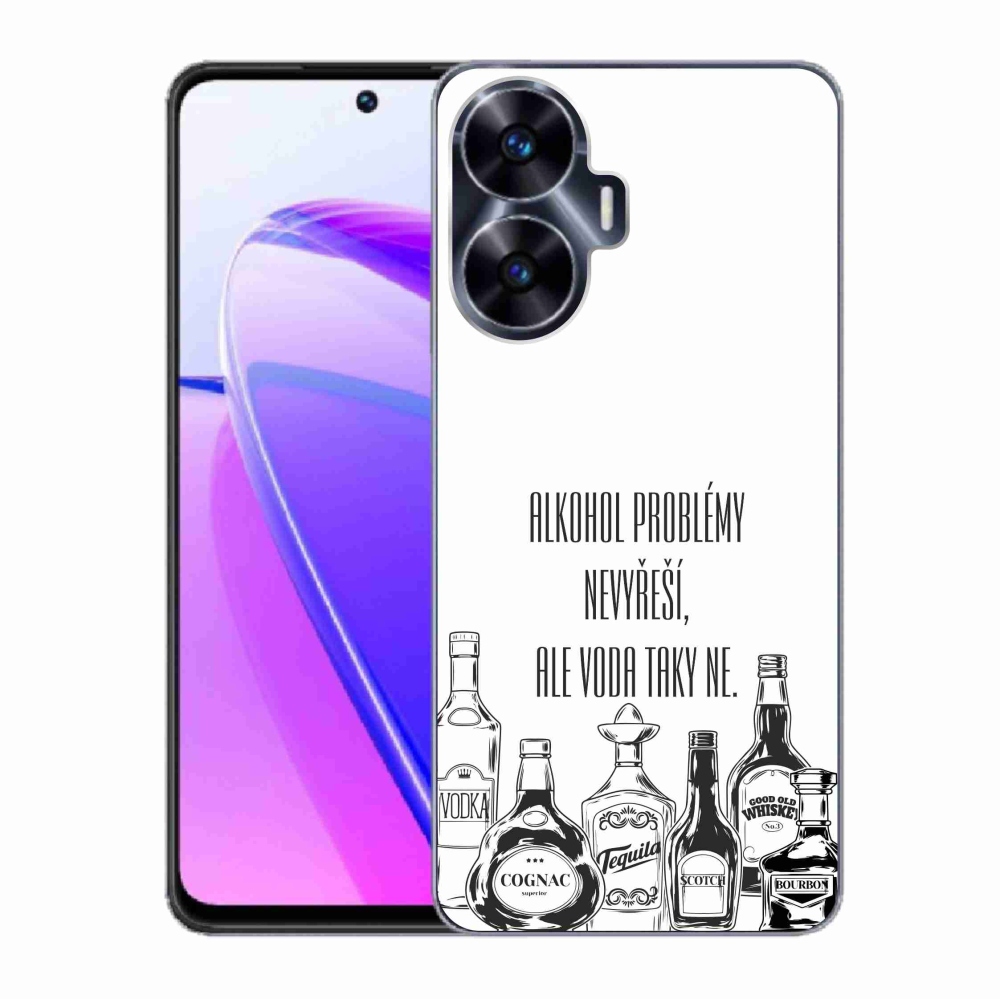 Gelový kryt mmCase na Realme C55 - vtipný text bílé pozadí