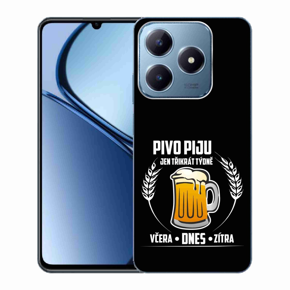 Gelový kryt mmCase na Realme C63 - pivní motiv černé pozadí
