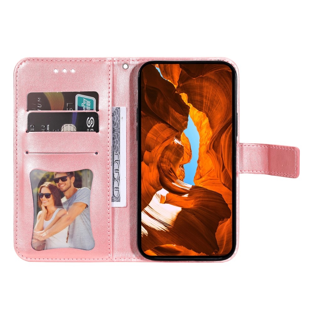 Floral knížkové pouzdro na Xiaomi Redmi Note 14 - růžové