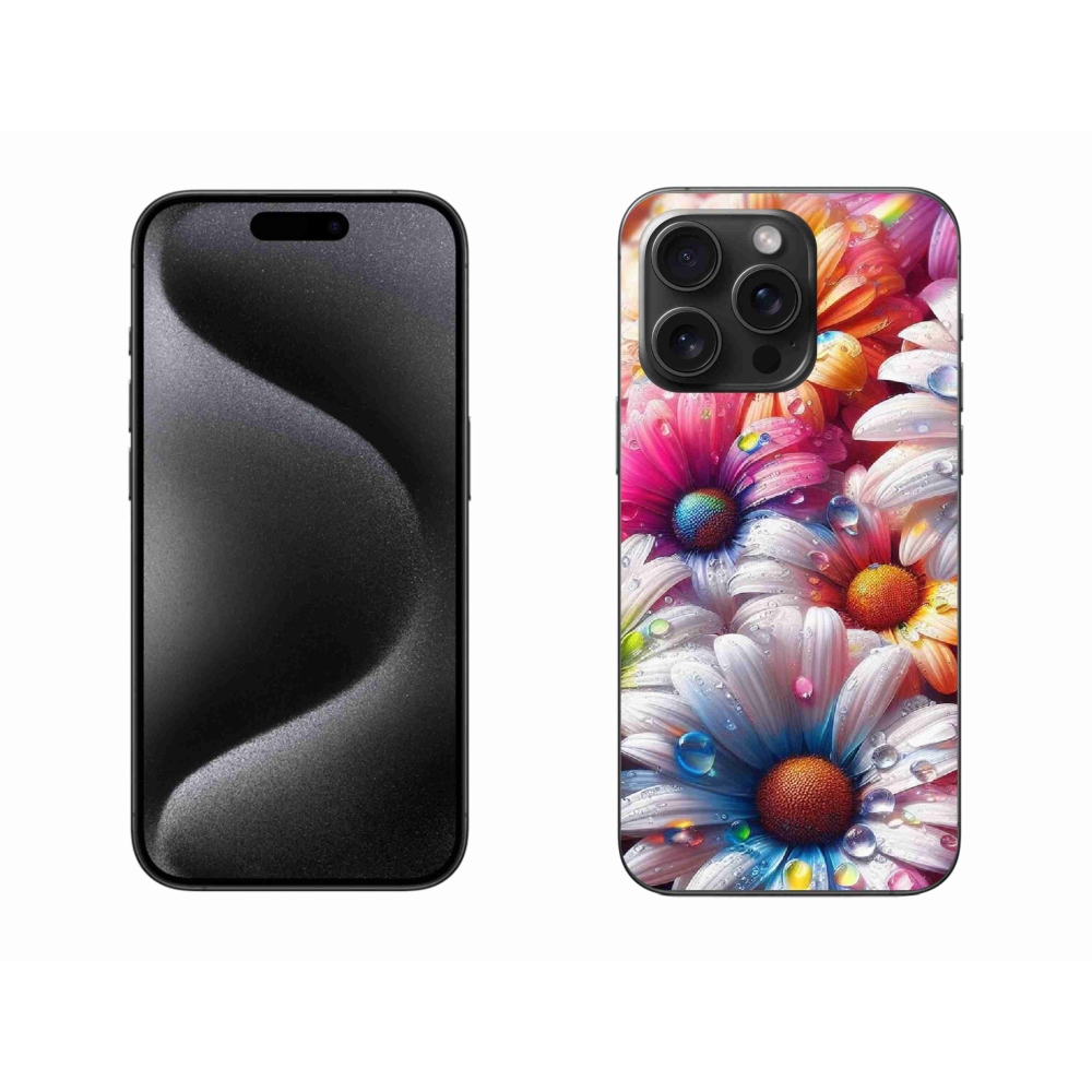 Gelový kryt mmCase na iPhone 15 Pro Max - barevné kopretiny