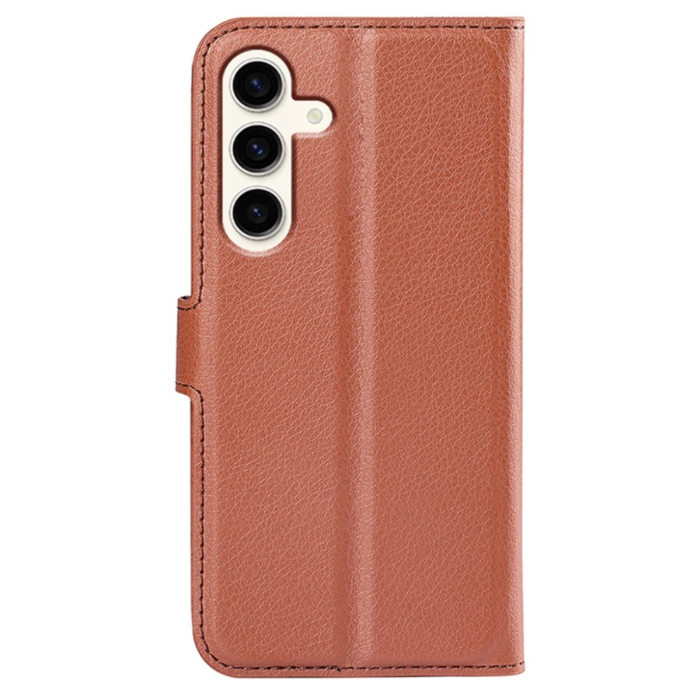 Litchi knížkové pouzdro na Samsung Galaxy S24+ - hnědé