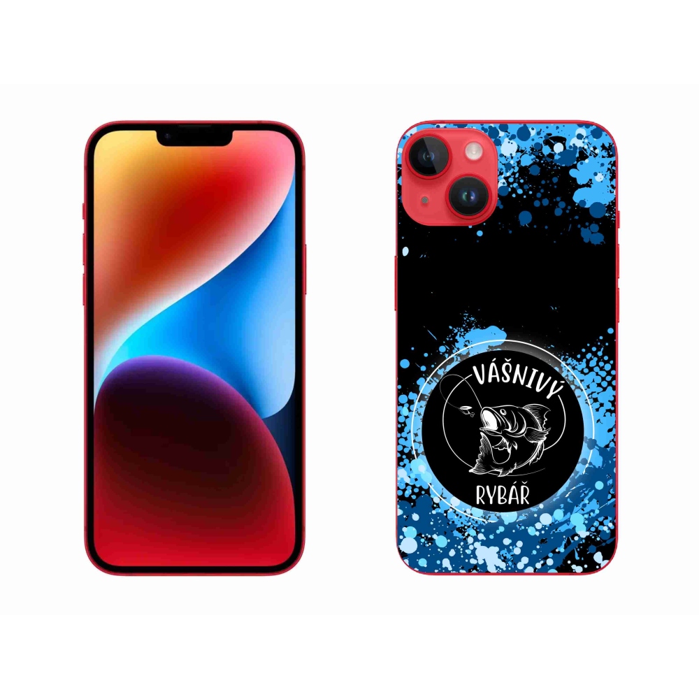 Gelový kryt mmCase na iPhone 14 Plus - vášnivý rybář černé pozadí