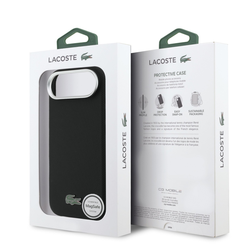 Lacoste Iconic Petit Pique Metal Logo MagSafe Zadní Kryt pro iPhone Air Black