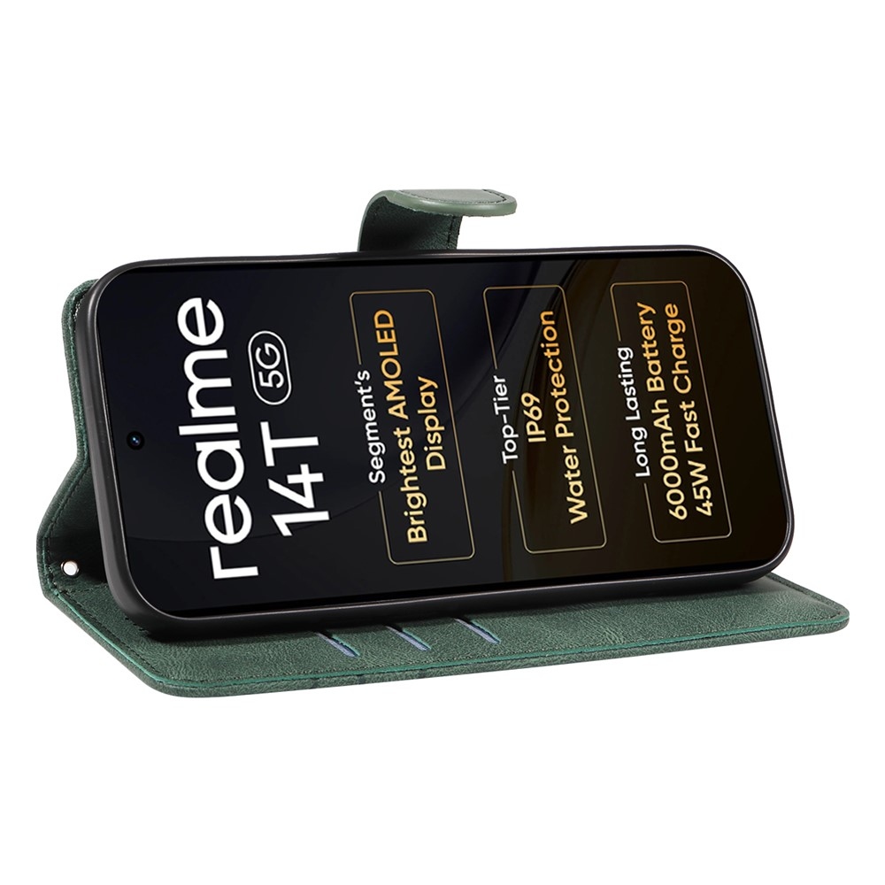 Curved knížkové pouzdro na Realme 14 5G/14T 5G - zelené