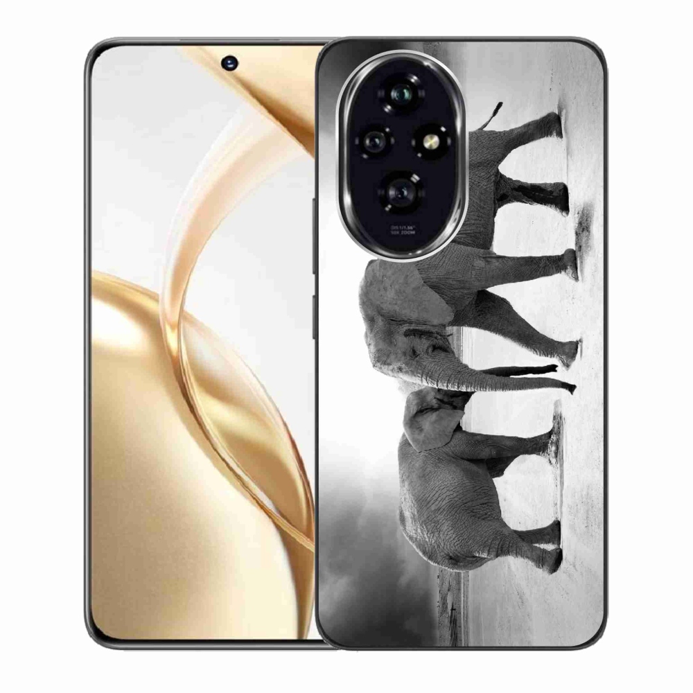 Gelový kryt mmCase na Honor 200 5G - černobílí sloni