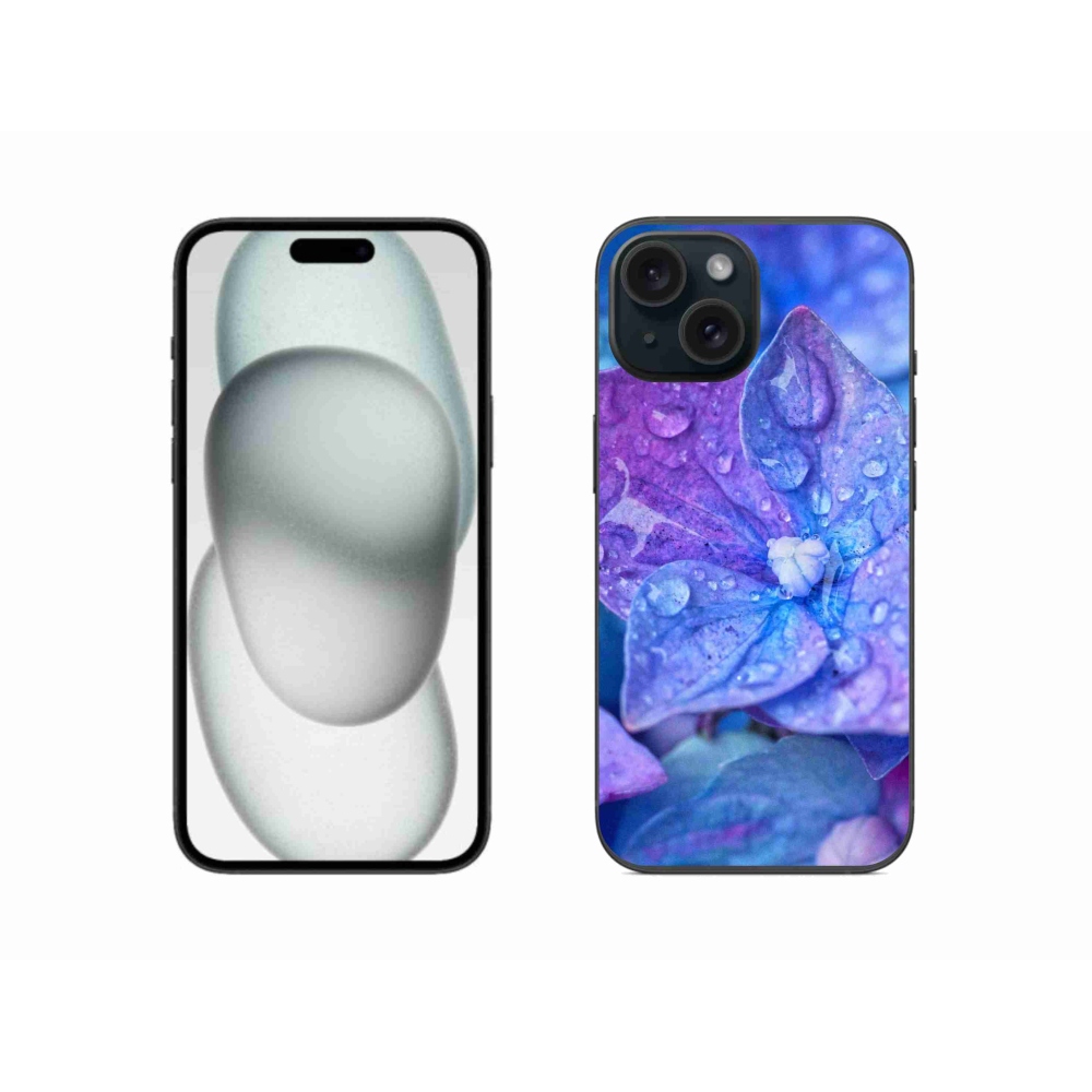 Gelový kryt mmCase na iPhone 15 - fialový květ