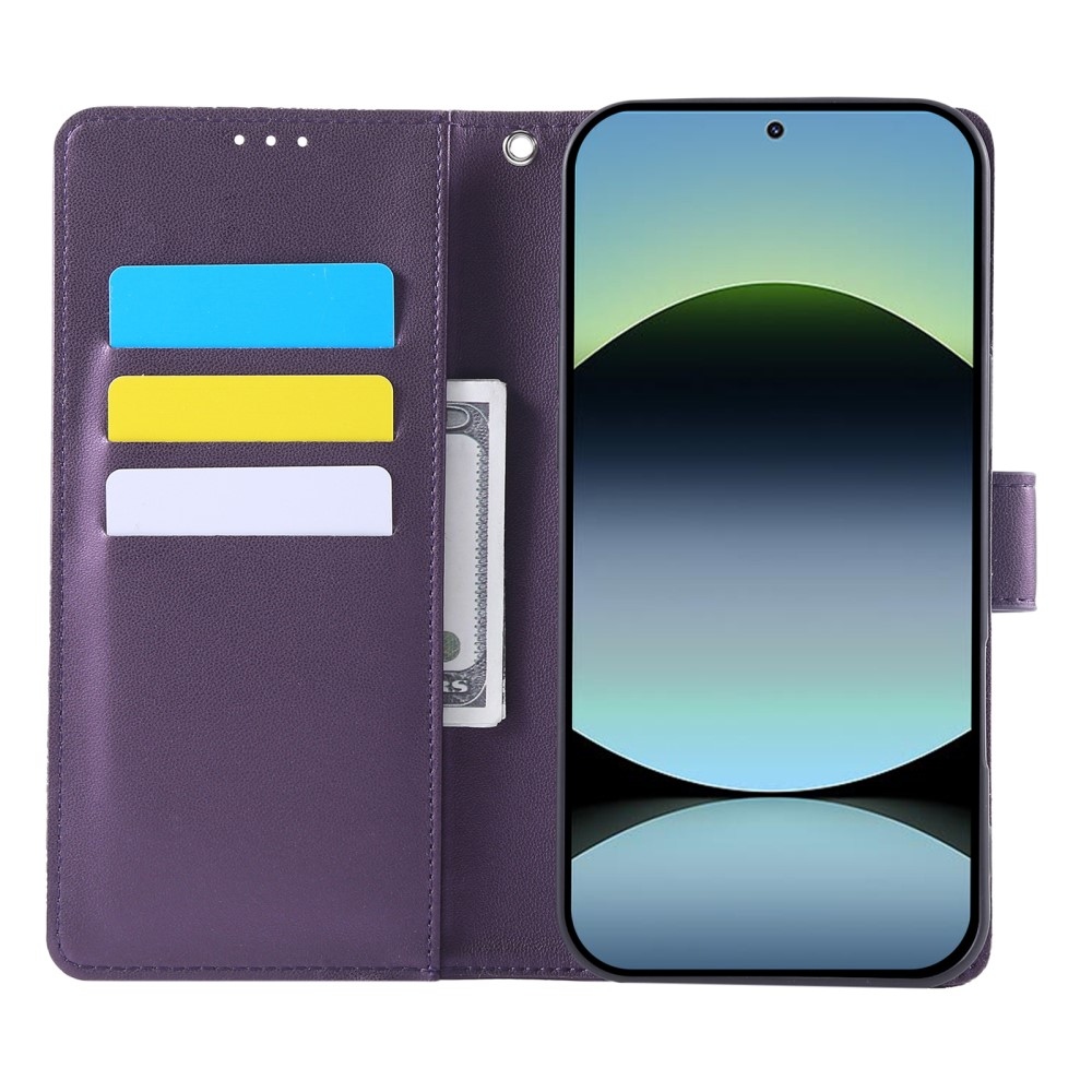 Rose knížkové pouzdro na Xiaomi Poco M7 Pro 5G/Note 14 5G - tmavěfialové