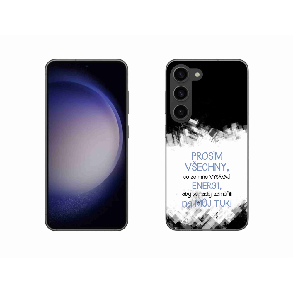 Gelový kryt mmCase na Samsung Galaxy S23 5G - vtipný text 1 modrý