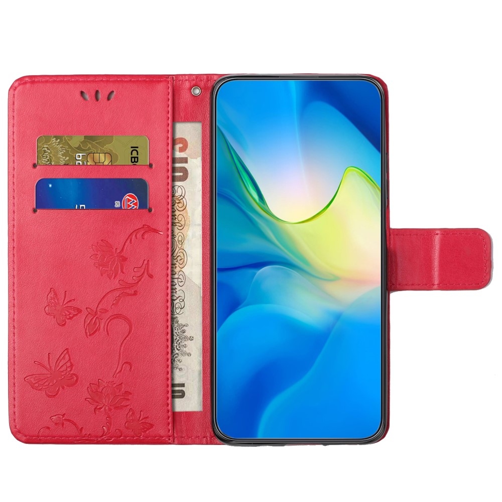 Flower knížkové pouzdro na Xiaomi Redmi 12 4G/5G - červené