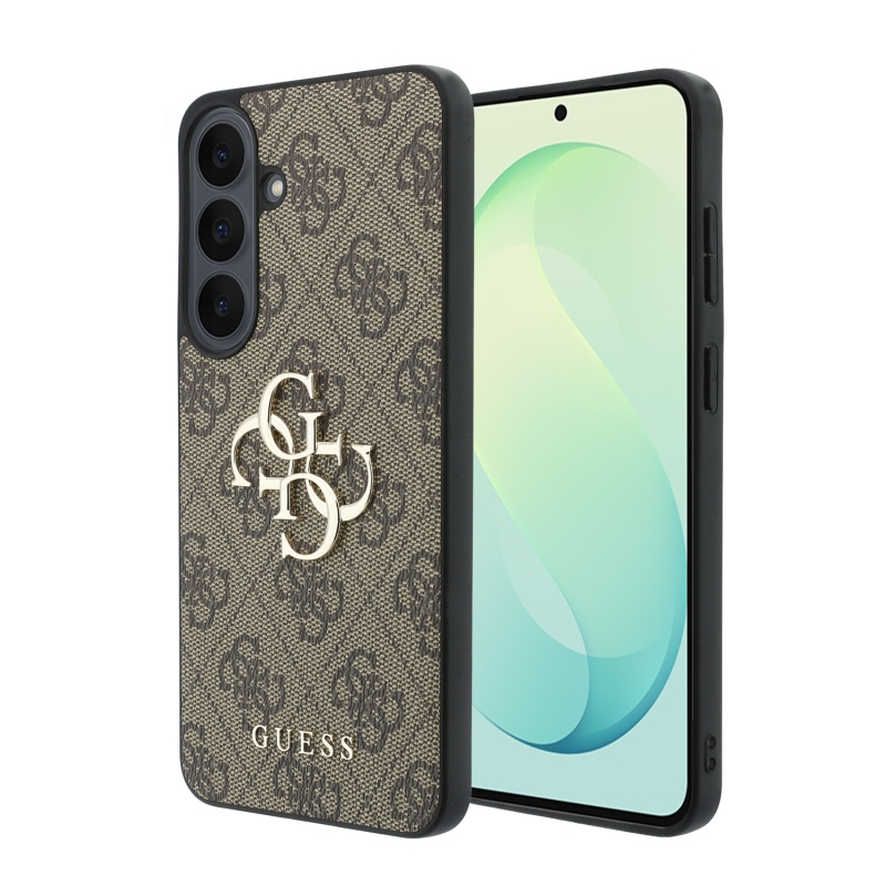 Guess PU 4G Metal Logo Zadní Kryt pro Samsung Galaxy S26 FE Brown