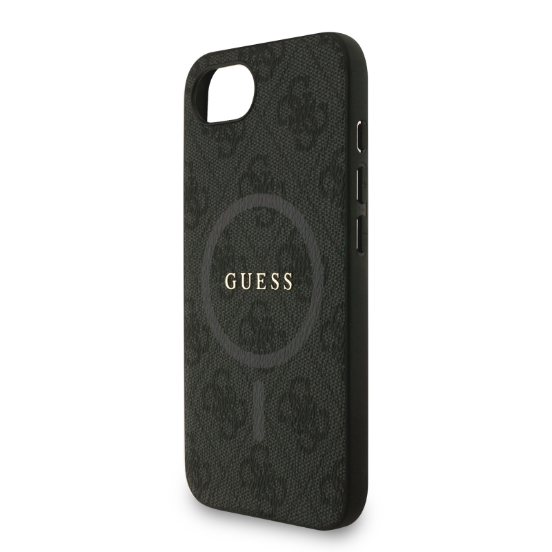 Guess PU Leather 4G Colored Ring Strap MagSafe Zadní Kryt pro iPhone 16e Black