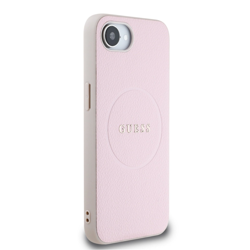 Guess PU Grained Classic Logo MagSafe Zadní Kryt pro iPhone 16e Pink