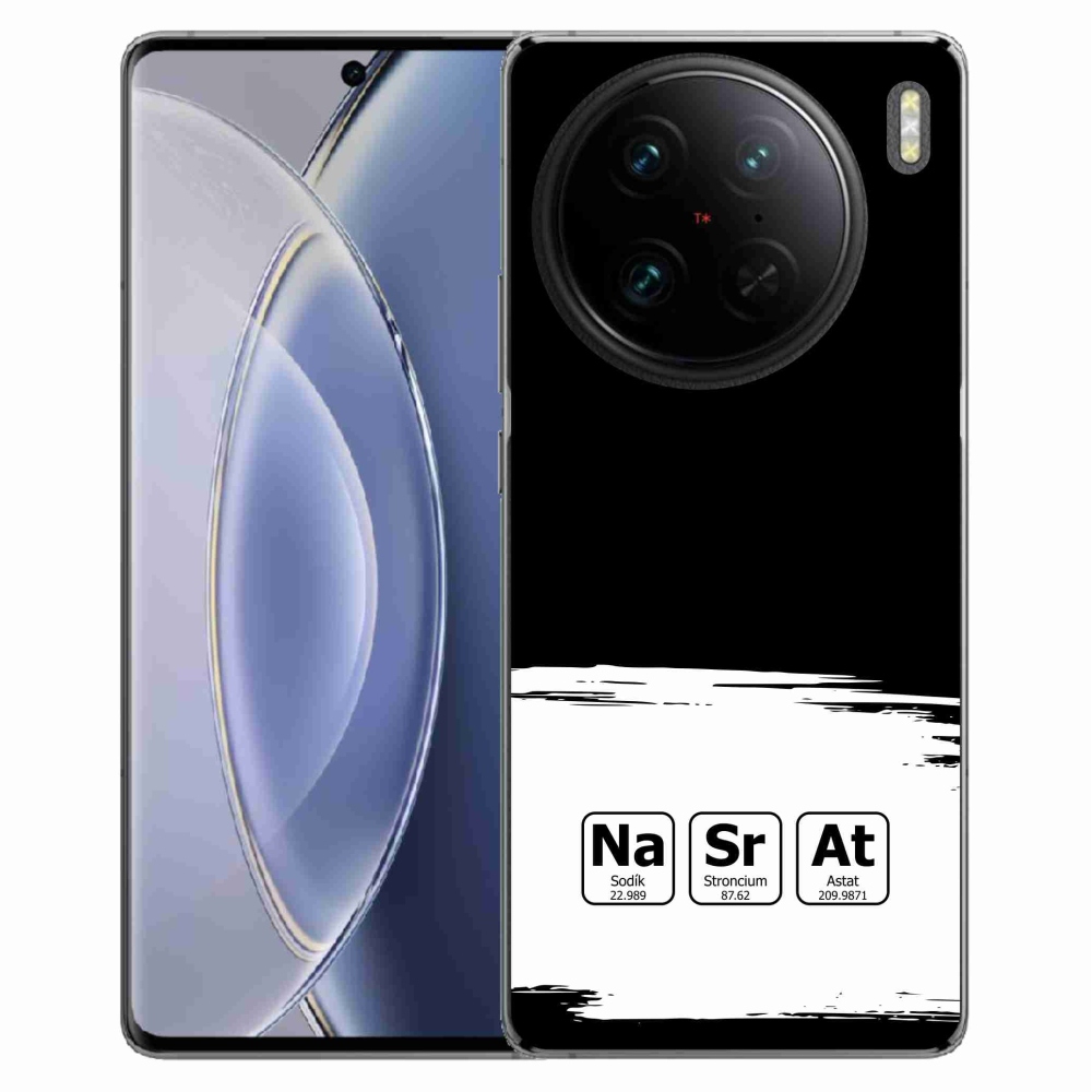 Gelový kryt mmCase na Vivo X90 Pro - chemické prvky bíločerné pozadí