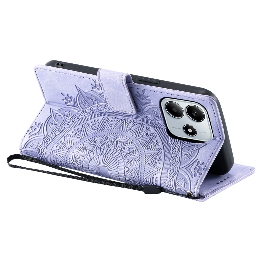 Mandalas knížkové pouzdro na Xiaomi Redmi Note 14 - fialové
