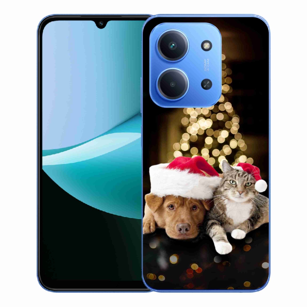 Gelový kryt mmCase na Xiaomi Redmi 15C 4G/5G (173mm) - vánoční pes a kočka
