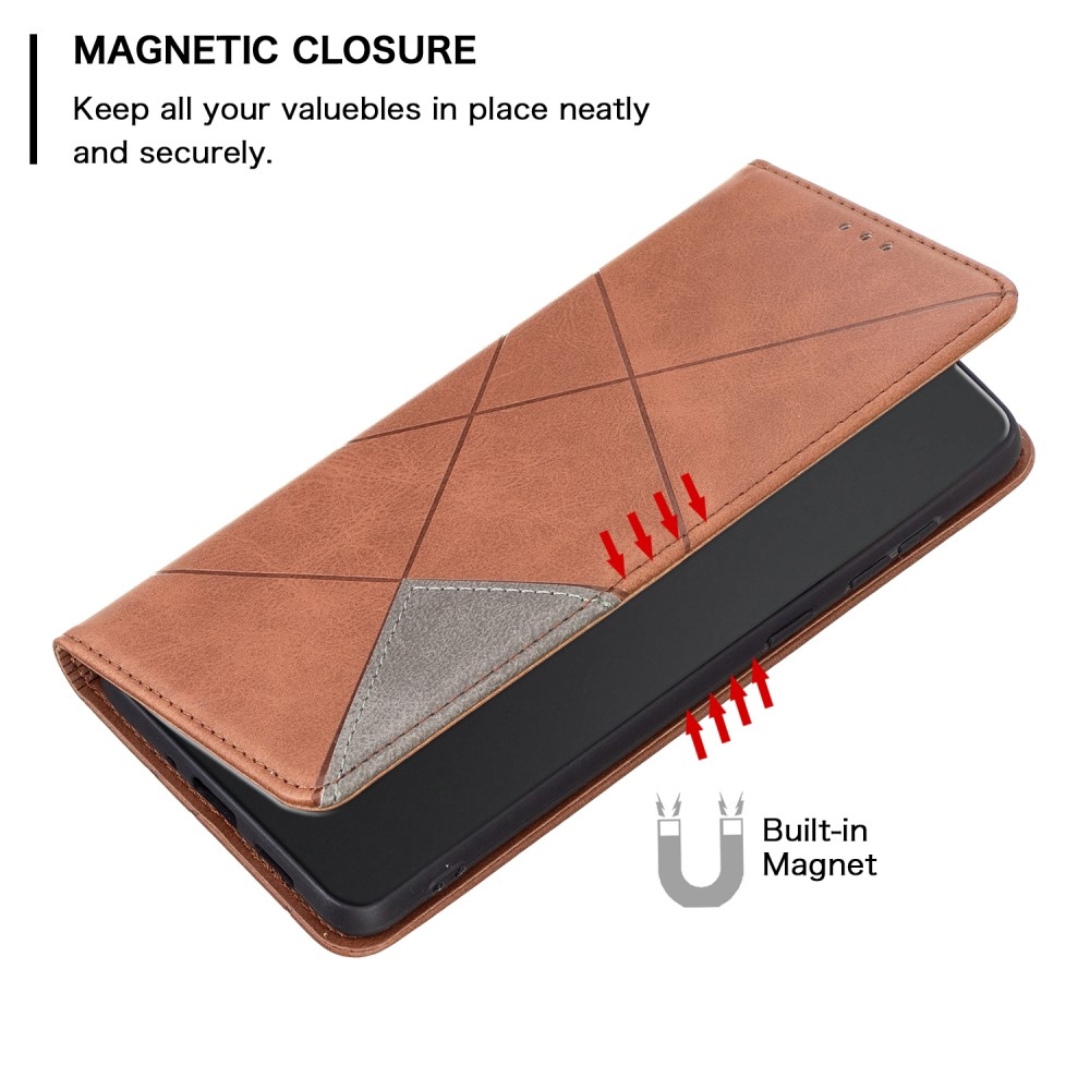 Triangle knížkové pouzdro na Xiaomi Redmi Note 14 Pro - hnědé