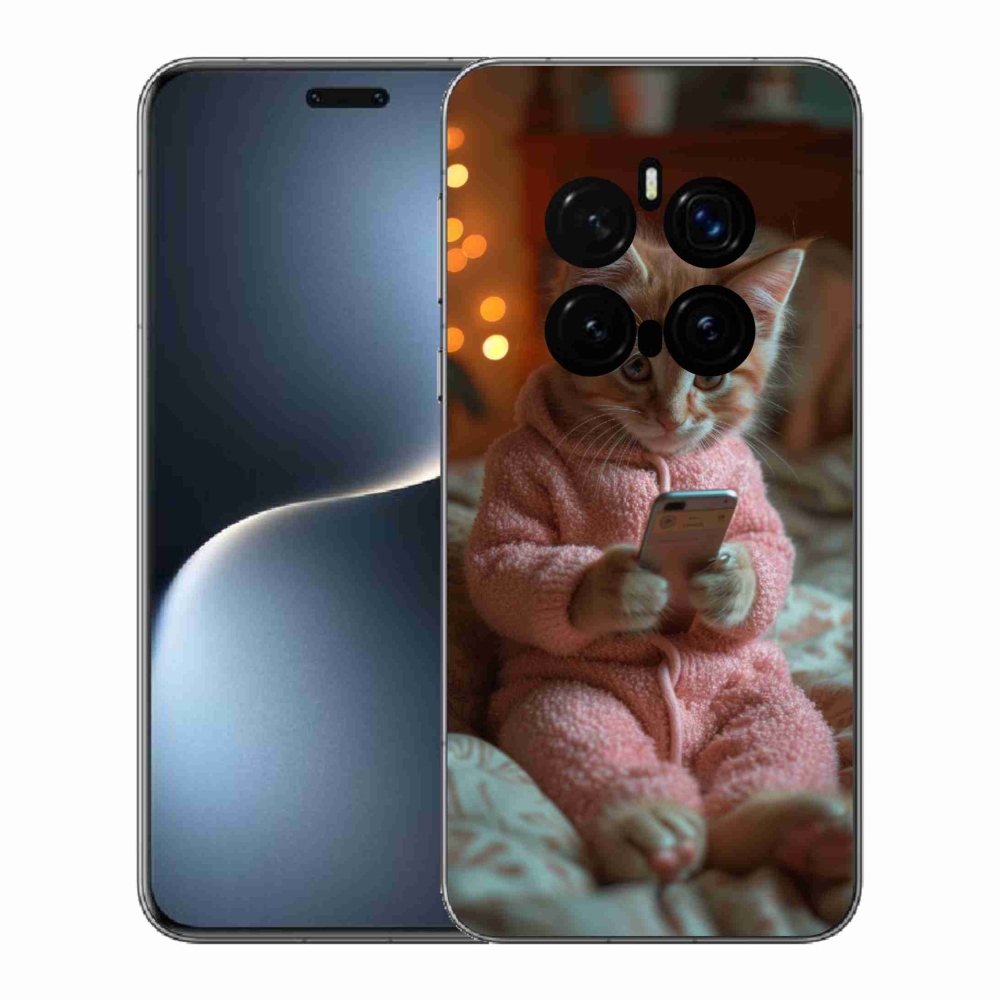 Gelový kryt mmCase na Honor Magic 7 Pro 5G - kotě s mobilem