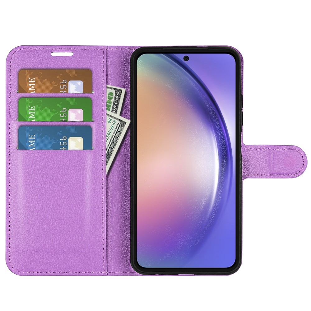Litchi knížkové pouzdro na Samsung Galaxy A55 5G - fialové