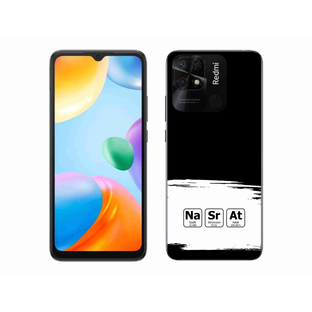 Gelový kryt mmCase na Xiaomi Redmi 10C - chemické prvky bíločerné pozadí
