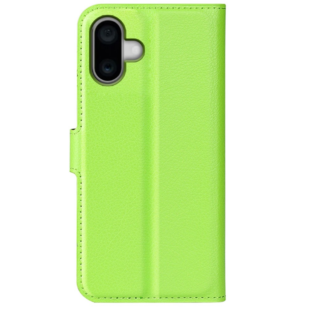 Litchi knížkové pouzdro na iPhone 16 Plus - zelené