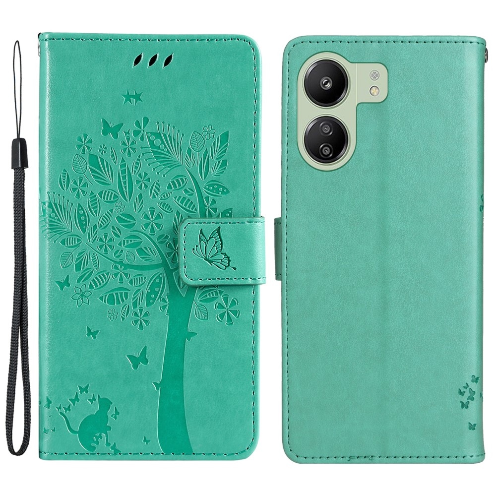 Trees knížkové pouzdro na Xiaomi Poco C65/Redmi 13C - modrozelené