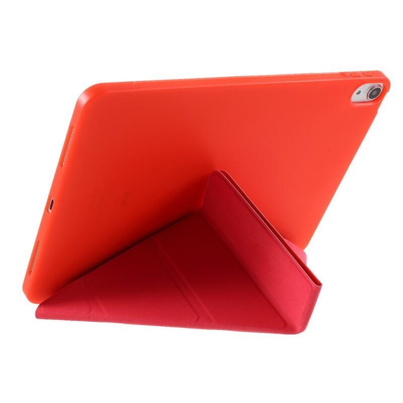 Origami skládací PU kožené peněženkové pouzdro na tablet iPad Air (2020)/Air (2022) - červené