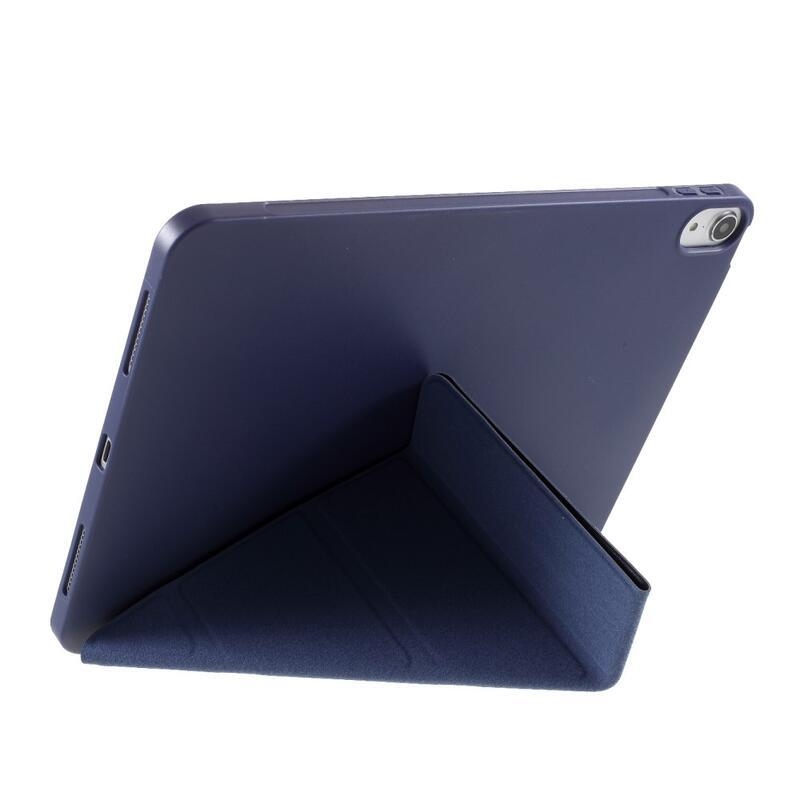 Origami skládací PU kožené peněženkové pouzdro na tablet iPad Air (2020)/Air (2022) - tmavěmodré
