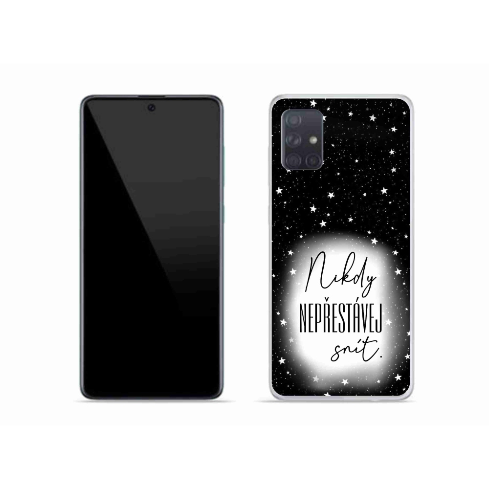 Gelový kryt mmCase na Samsung Galaxy A51 - citát 1 bíločerné pozadí