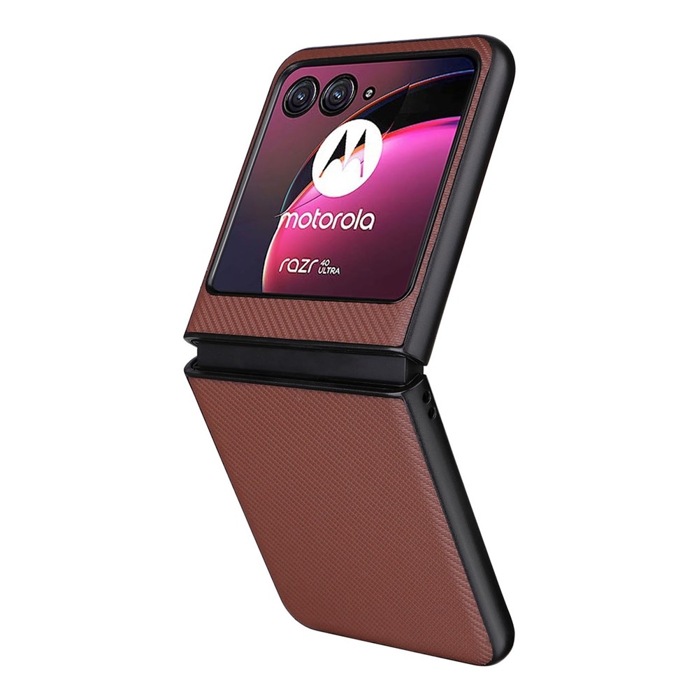 Textury plastový kryt s umělou kůží na Motorola Razr 40 Ultra 5G - hnědý