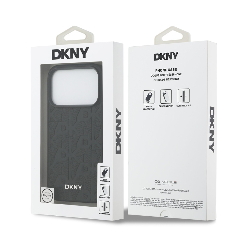 DKNY PU Leather Grid Pattern Magsafe Zadní Kryt pro iPhone 17 Pro Black