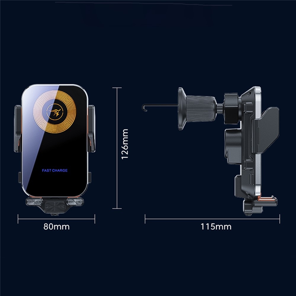 X15 bezdrátová nabíječka do auta s držákem do ventilace 15 W - stříbrná metalická