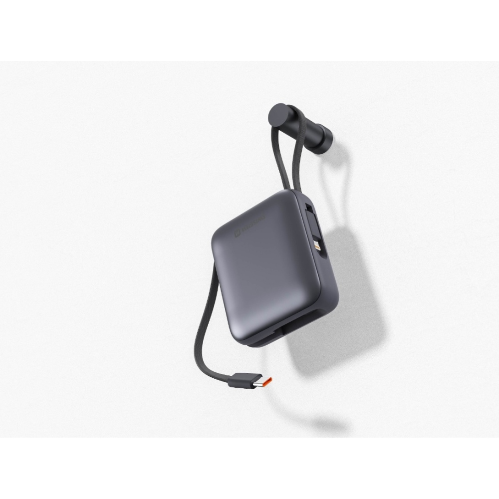 Powerbanka Swissten s integrovanými kabely USB-C a Lightning, 10000 mAh - stříbrná