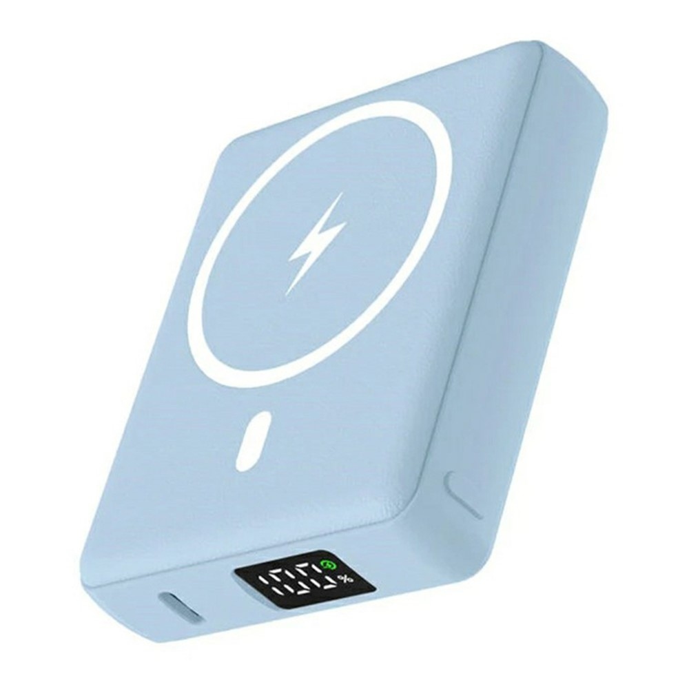 E42A Magnetická powerbanka 10000 mAh s bezdrátovým nabíjením - modrá